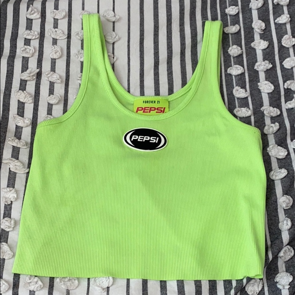 Forever 21 neon green cropped tank top